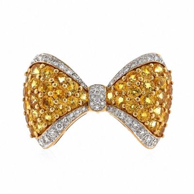 Sale Photo Thumbnail #310: 18K Yellow Gold Ribbon Brooch with 7.00 CTW in Yellow Sapphires & Diamonds