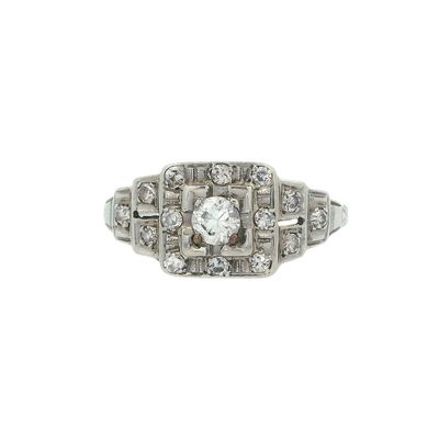 Sale Photo Thumbnail #124: Antique 18K White Gold Engagement Ring with 0.18 CTW in Diamond