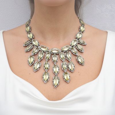 Sale Photo Thumbnail #197: Vintage Silver Necklace with 294.10 CTW in Lemon Topaz & Diamonds