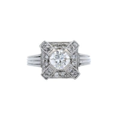 Sale Photo Thumbnail #189: Art Deco Platinum Engagement Ring with 0.75 CTW in Diamonds