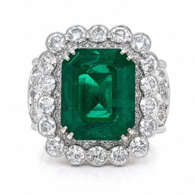 Sale Photo Thumbnail #344: 18K White Gold Ring with 32.50 CTW in Synthetic Emerald & Diamonds
