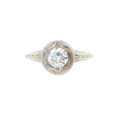 Antique 14K Yellow Gold Engagement Ring with 0.60 CTW in Diamond