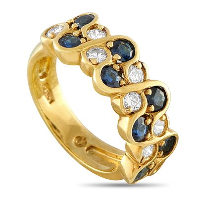 Sale Photo Thumbnail #334: 18K Yellow Gold 0.64ct Diamond and Sapphire Ring