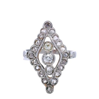 Sale Photo Thumbnail #430: Antique 18kt Gold and Platinum Ring with Diamonds
