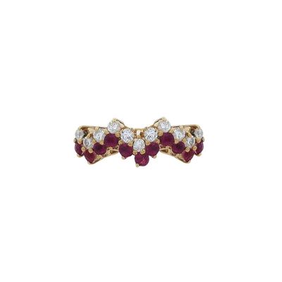 18K Yellow Gold Ring with 0.65 CTW in Diamonds & Rubies