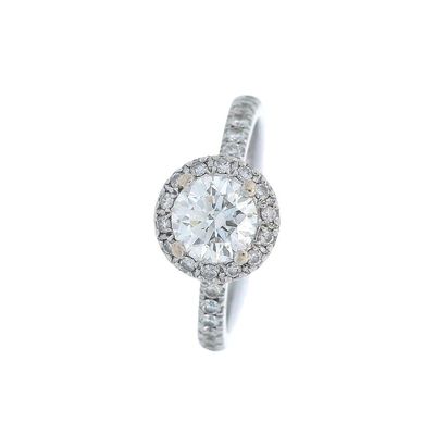Halo 14K White Gold Engagement Ring with 0.95 CTW in Diamonds