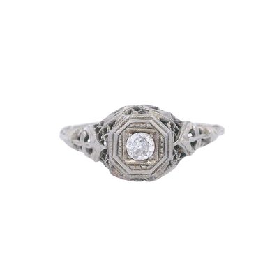 Sale Photo Thumbnail #399: Vintage 18kt white Gold Engagement Ring with Diamond