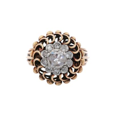 Sale Photo Thumbnail #239: Antique 18K Yellow Gold & Platinum Ring with 0.40 CTW Diamonds