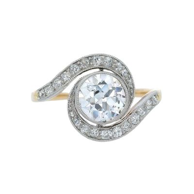 Antique 18K Yellow Gold & Platinum Engagement Ring with 1.35 CTW Diamonds