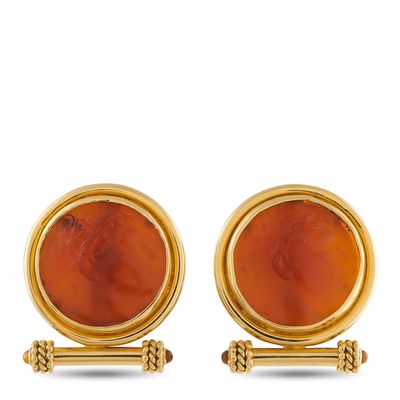 Sale Photo Thumbnail #229: Elizabeth Locke 18K Yellow Gold Venetian Glass Clip-On Earrings