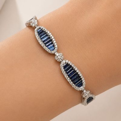 18K White Gold Bracelet with 10.29 CTW in Diamonds & Sapphires
