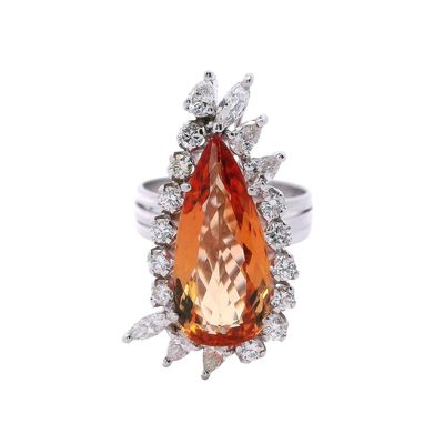 Sale Photo Thumbnail #378: 18K White Gold Cocktail Ring with 8.00 CTW in IMPERIAL Topaz & Diamond