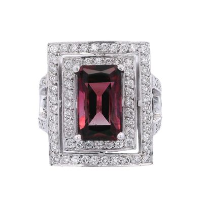 Sale Photo Thumbnail #447: 18kt white Gold Cocktail Ring with Tourmaline & Diamonds