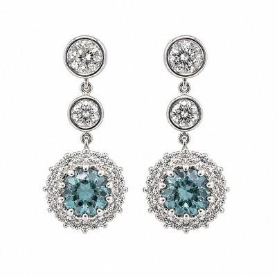 Sale Photo Thumbnail #263: Platinum Earrings with 4.70 CTW in Blue & White Diamonds
