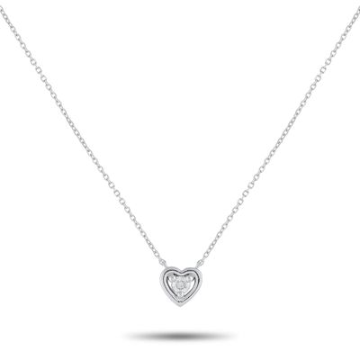 Sale Photo Thumbnail #351: 14K White Gold 0.10ct Diamond Heart Pendant Necklace