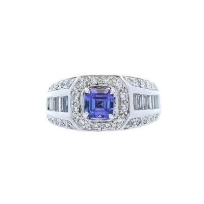 18K White Gold Ring with 1.50 CTW in Diamonds & Tanzanite