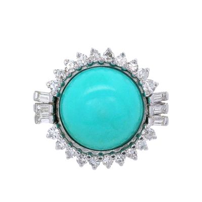 Sale Photo Thumbnail #389: 18kt white Gold Cocktail Ring with Turquoise & Diamonds