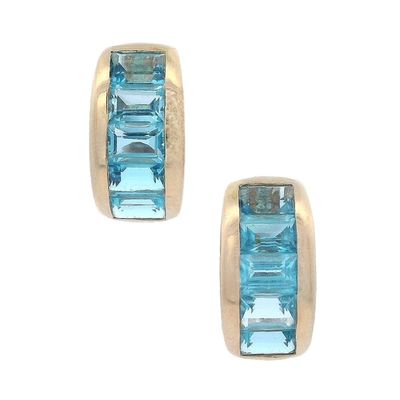 Sale Photo Thumbnail #135: Pair of 18K Yellow Gold Earrings with 10.0 CTW in Blue Topaz