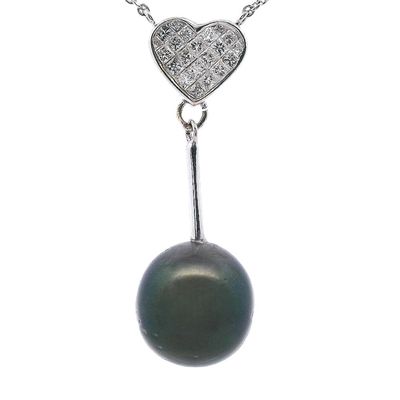 Sale Photo Thumbnail #394: 18kt white Gold Necklace with Tahitian Pearl & Diamonds
