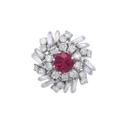 Sale Photo Thumbnail #379: Platinum Cocktail Ring with 3.30 CTW in Pink Tourmaline & Diamond