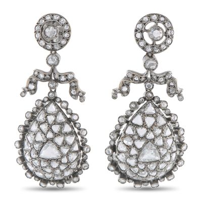 Sale Photo Thumbnail #230: Fred Leighton 18K White Gold 8.37ct Diamond Earrings