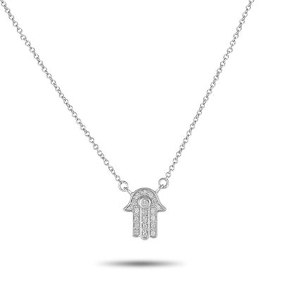 Sale Photo Thumbnail #337: 14K White Gold 0.10ct Diamond Hamsa Necklace