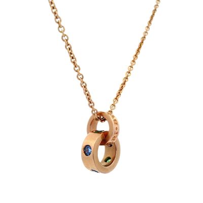 Sale Photo Thumbnail #147: BVLGARI Bvlgari 18kt Rose Gold Pendant Necklace with Sapphire & Tsavorite