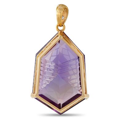 Sale Photo Thumbnail #284: 18K Yellow Gold 0.07ct Diamond and Amethyst Pendant
