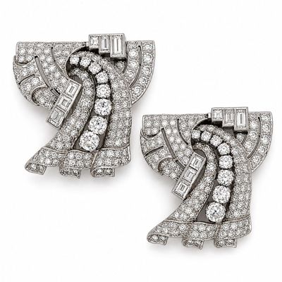Sale Photo Thumbnail #291: Art Deco Platinum Brooch/Clips with 10.60 CTW in Diamonds