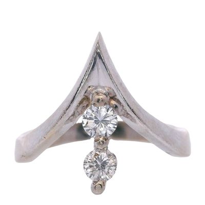 Sale Photo Thumbnail #223: Vintage RUSSIAN 13.8 Kts white Gold Ring with Diamonds