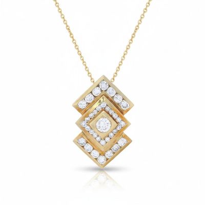 Sale Photo Thumbnail #185: Geometric 18kt yellow Gold Pendant  with 1.65 Cts in Diamonds