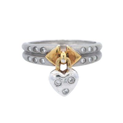 Sale Photo Thumbnail #257: 18K Yellow & White Gold Heart Ring with Diamonds