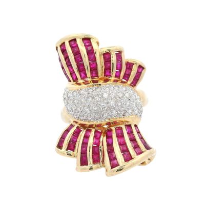18K Yellow Gold Ring with 3.30 CTW in Rubies & Diamonds