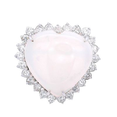 Sale Photo Thumbnail #315: 18K White Gold Heart Cocktail Ring with 11.50 CTW in Opal & Diamond