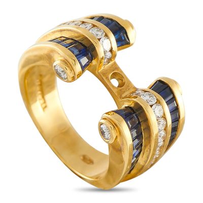 Sale Photo Thumbnail #226: Charles Krypell 18K Yellow Gold 0.44ct Diamond and Sapphire Ring