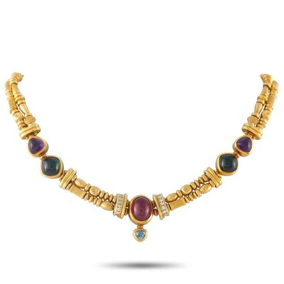 Sale Photo Thumbnail #361: SeidenGang 18K Yellow Gold 0.30ct Diamond, Amethyst, and Tourmaline Necklace