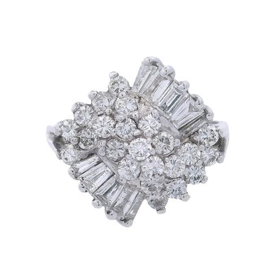Vintage 14K White Gold 1.87 Cts Diamond Ring