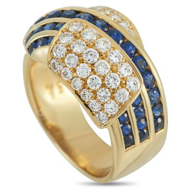 Sale Photo Thumbnail #227: Damiani 18K Yellow Gold 1.01ct Diamond and Sapphire Ring