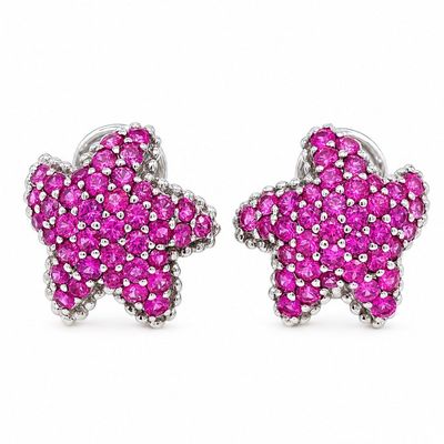 Sale Photo Thumbnail #302: 18K White Gold Earrings with 6.00 CTW in Pink Sapphires
