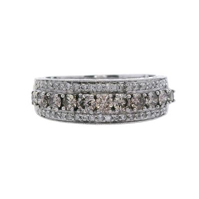 14K White Gold Champagne and White Diamond Half Eternity Ring