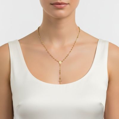 Sale Photo Thumbnail #152: Vintage 18K Yellow Gold Rosary Necklace