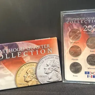 2004 Statehood Quarter Collection Commemorative Set – Michigan, Florida, Texas, Iowa & Wisconsin wit