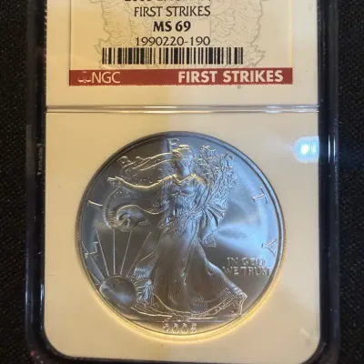 2005 American Silver Eagle NGC MS69 First Strikes 1 oz .999 Fine Silver