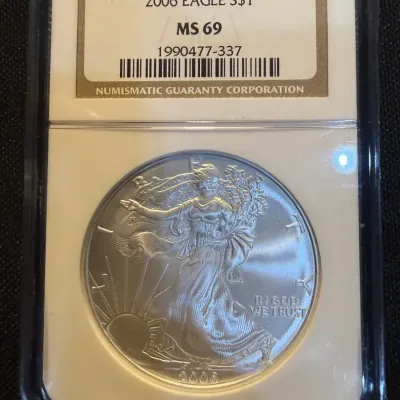 2006 American Silver Eagle NGC MS69 – 1 oz .999 Fine Silver Bullion Coin