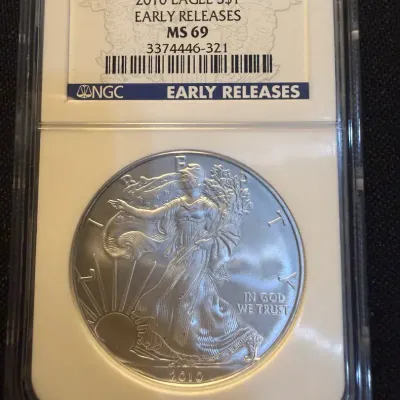 2010 American Silver Eagle NGC MS69 Early Releases – 1 oz .999 Fine Silver Bullion Coin