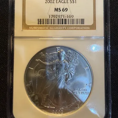 2002 American Silver Eagle NGC MS69 1 oz .999 Fine Silver $1 Certified