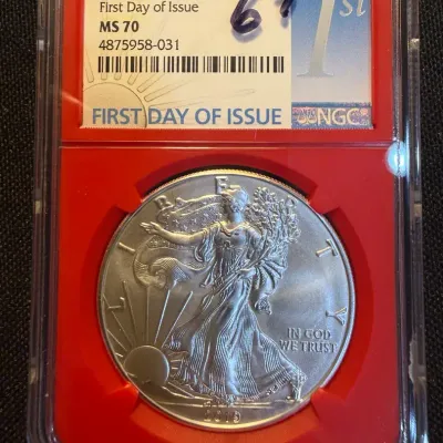 2019 American Silver Eagle NGC MS70 First Day of Issue – Perfect Grade – 1 oz .999 Fine Silver