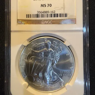 2012 American Silver Eagle NGC MS70 Perfect Grade 1 oz .999 Fine Silver