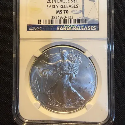 2014 American Silver Eagle Early Releases NGC MS70 Perfect Grade 1 oz .999 Fine Silver