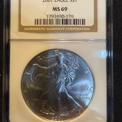 2001 American Silver Eagle NGC MS69 1 oz .999 Fine Silver $1 Certified